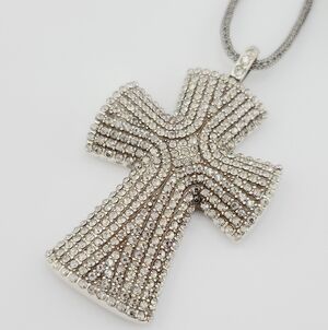 $178 Brighton Devotion "ANATOLIA CROSS" Swarovski Crystal Pendant On Mesh Chain!